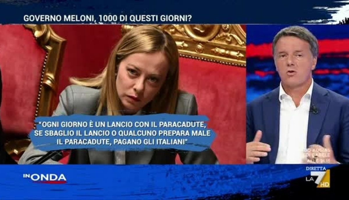 Meloni festeggia mille giorni di governo, Renzi: “Grande prova di immobilità più che di stabilità” Meloni festeggia mille giorni di governo, Renzi: “Grande prova di immobilità più che di stabilità”