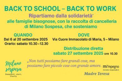 Back to School – Back to Work: la solidarietà che fa ripartire Milano