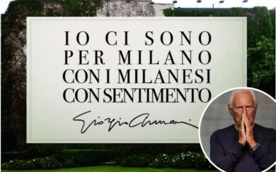 Giorgio Armani e Milano ai tempi del Covid, quei manifesti per dare coraggio alla città: “Io ci sono, con sentimento”