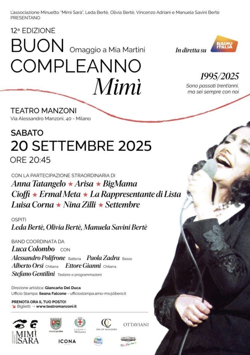Milano celebra Mia Martini: al Teatro Manzoni la 12ª edizione di “Buon Compleanno Mimì” Milano celebra Mia Martini: al Teatro Manzoni la 12ª edizione di “Buon Compleanno Mimì”