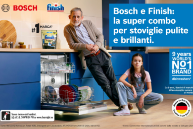 Bosch e Finish, presentata la nuova campagna ADV sui risultati di pulizia e lavaggio delle stoviglie