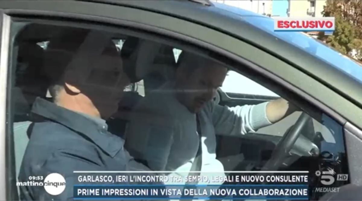 Garlasco, a “Mattino cinque” le prime immagini dell’incontro tra Sempio e il nuovo consulente Palmegiani