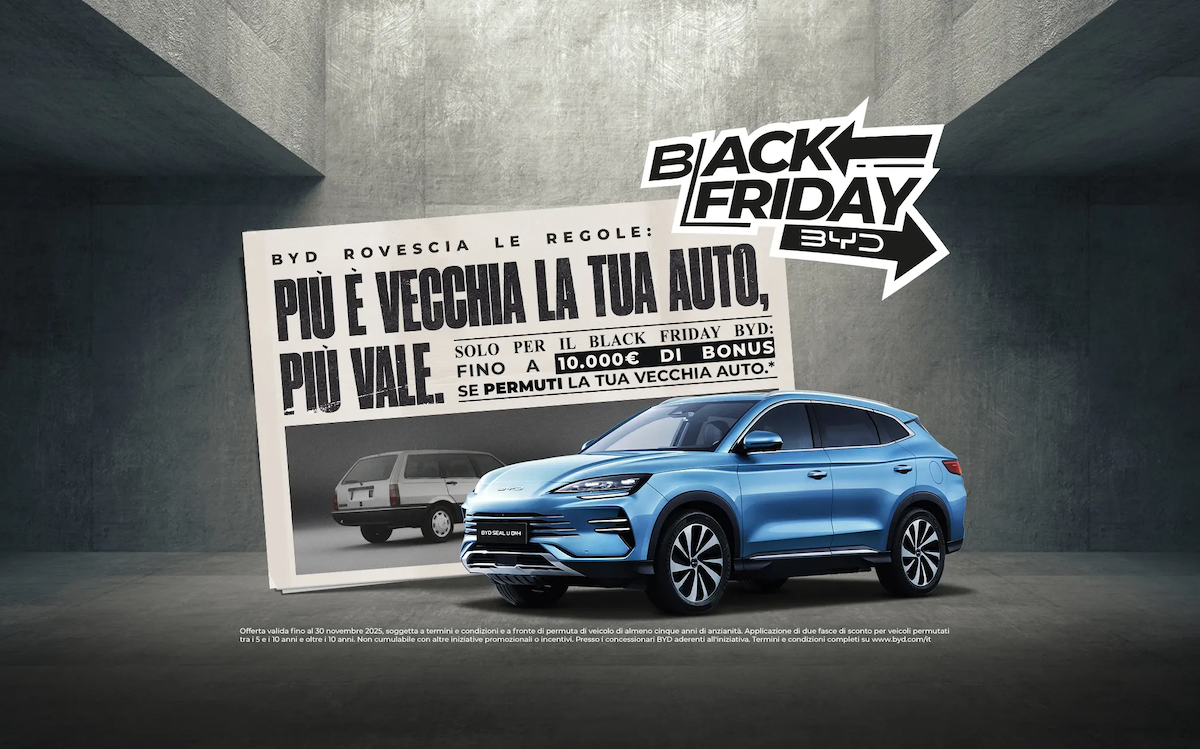 BYD Back Friday: permuta auto vecchia, bonus fino a 10.000€ BYD Back Friday: permuta auto vecchia, bonus fino a 10.000€
