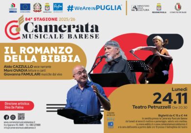 Camerata Barese, Cazzullo, Ovadia e Gazich al Petruzzelli: ‘Il Romanzo della Bibbia’