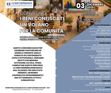 Confcooperative, Bari – Beni confiscati: volano per lo sviluppo economico