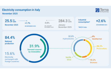 Terna: a novembre crescita dei consumi elettrici, trainata da industria e fotovoltaico