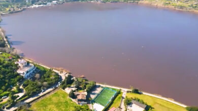 Napoli, il lago d’Averno diventa rosa: le immagini dal cratere vulcanico
