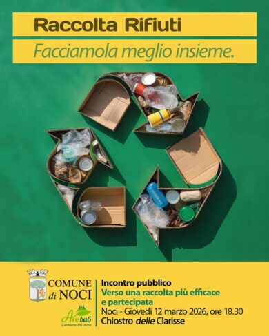 Comune di Noci, raccolta rifiuti: incontro pubblico verso una raccolta più efficace