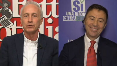 Referendum, Travaglio contro Bocchino: “È duro di comprendonio: Falcone e Borsellino politicizzati? Anche loro parte di correnti”