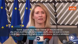 Consiglio Ue, Kallas: Abbiamo bisogno di uscire da guerra nel Golfo, non di un’escalation