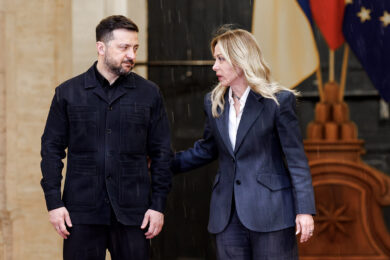 Meloni riceve a Palazzo Chigi il Presidente ucraino Zelensky