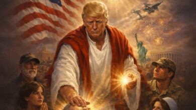Donald Trump versione Messia, la nuova foto del tycoon divide il mondo