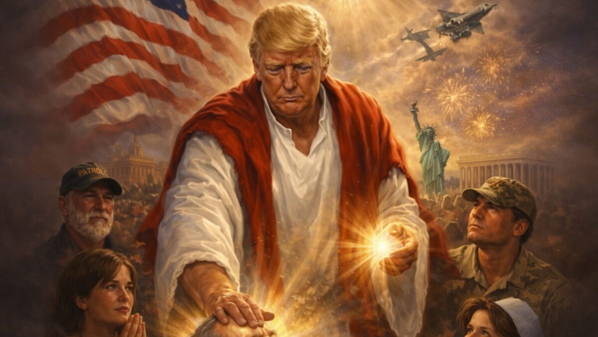 Donald Trump versione Messia, la nuova foto del tycoon divide il mondo Donald Trump versione Messia, la nuova foto del tycoon divide il mondo