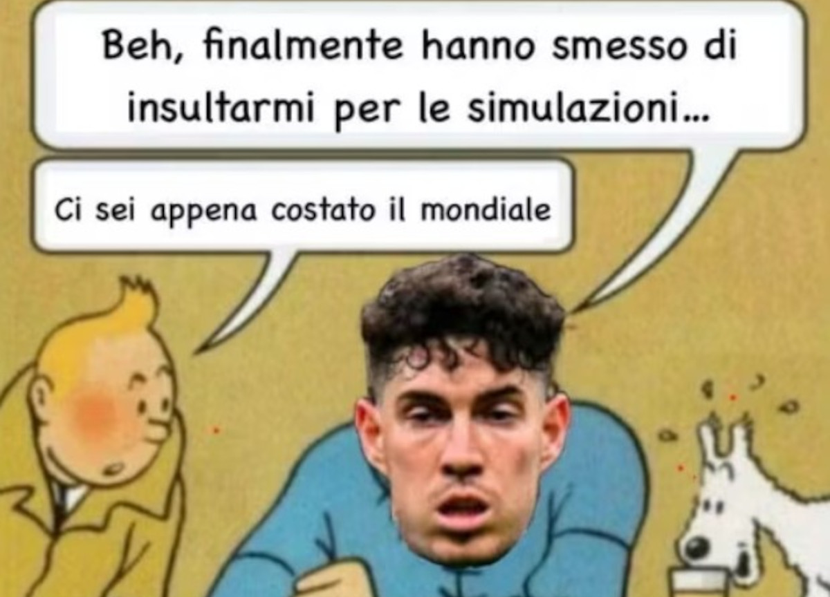 Italia fuori dal terzo Mondiale, i meme. Bastoni che esulta con la maglia della Bosnia e la trasformazione di Dimarco