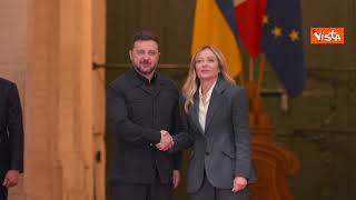 Meloni riceve a Palazzo Chigi il Presidente ucraino Zelensky