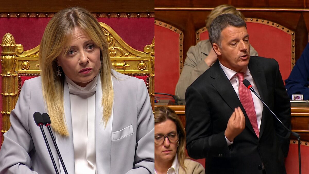 Scontro Meloni-Renzi in Senato durante il premier time. VIDEO