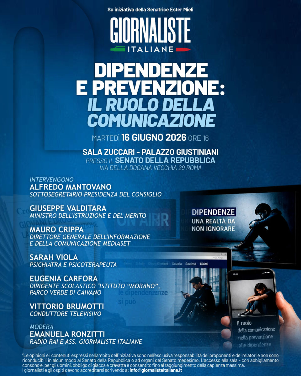Le Giornaliste Italiane si confrontano sul tema delle dipendenze – VIDEO ESCLUSIVI Le Giornaliste Italiane si confrontano sul tema delle dipendenze – VIDEO ESCLUSIVI