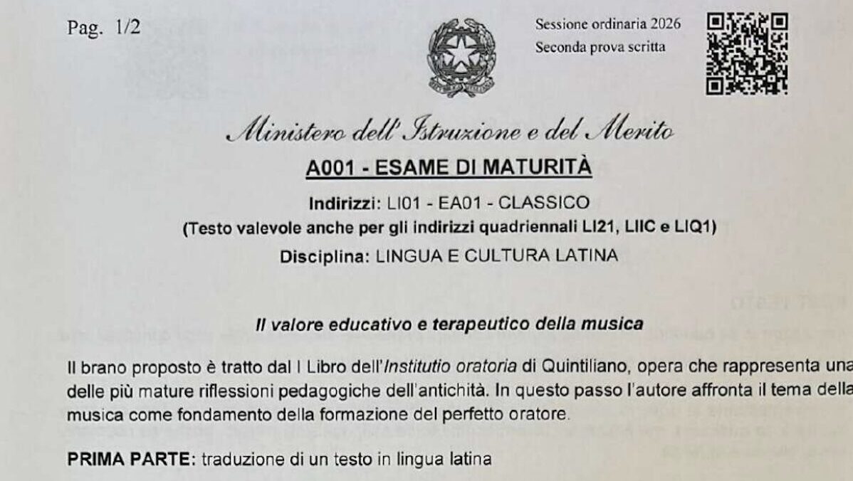 Maturità, ecco il testo integrale della versione di Quintiliano al Liceo Classico Maturità, ecco il testo integrale della versione di Quintiliano al Liceo Classico