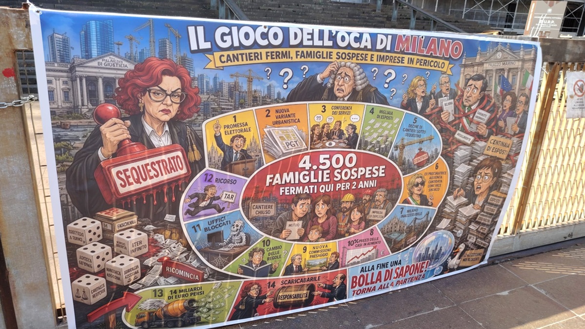 Urbanistica Milano, flash mob delle Famiglie sospese a due anni dai primi stop: “Questa non è giustizia”