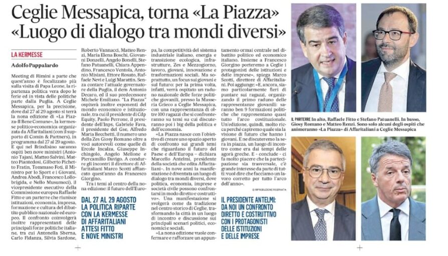 La Piazza fa notizia, dal Corriere al Messaggero: la kermesse di Affaritaliani sui principali quotidiani