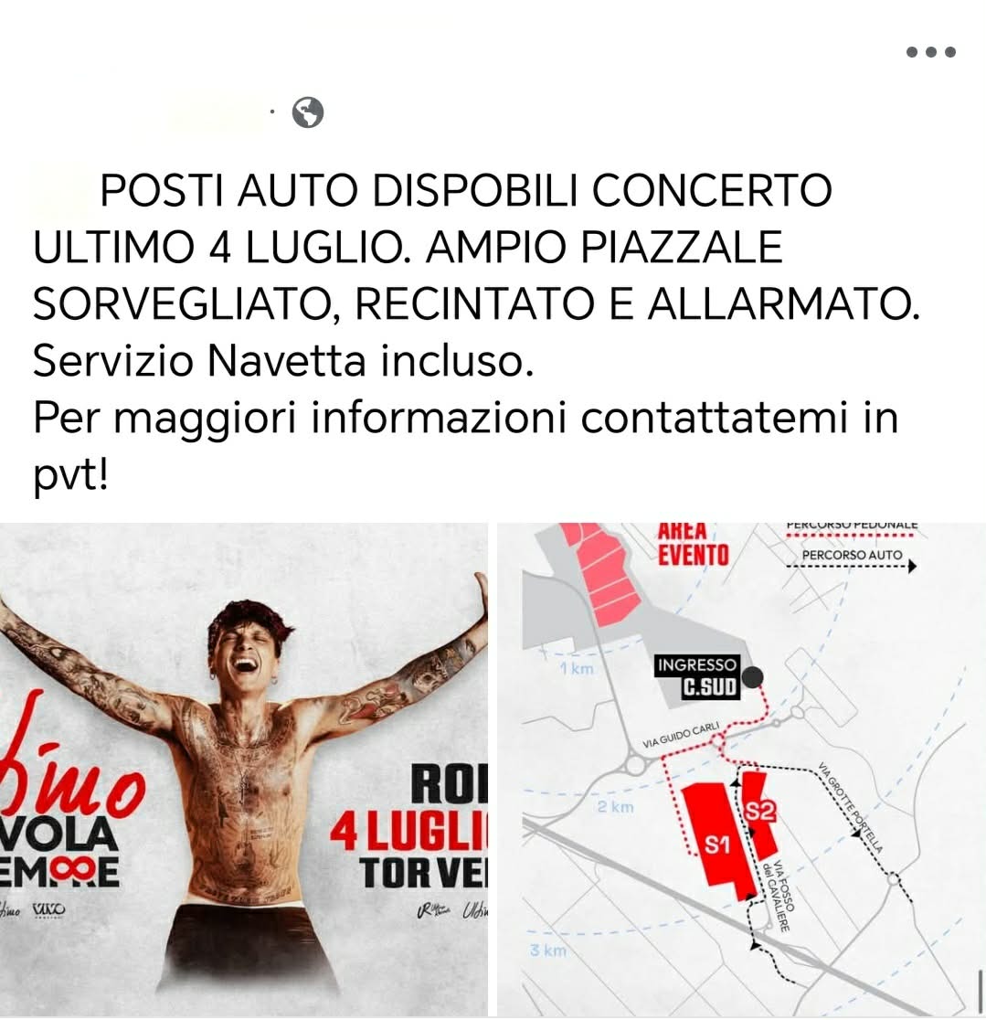 Ultimo a Tor Vergata: la febbre del concerto alimenta business di affitti e parcheggi improvvisati Ultimo a Tor Vergata: la febbre del concerto alimenta business di affitti e parcheggi improvvisati