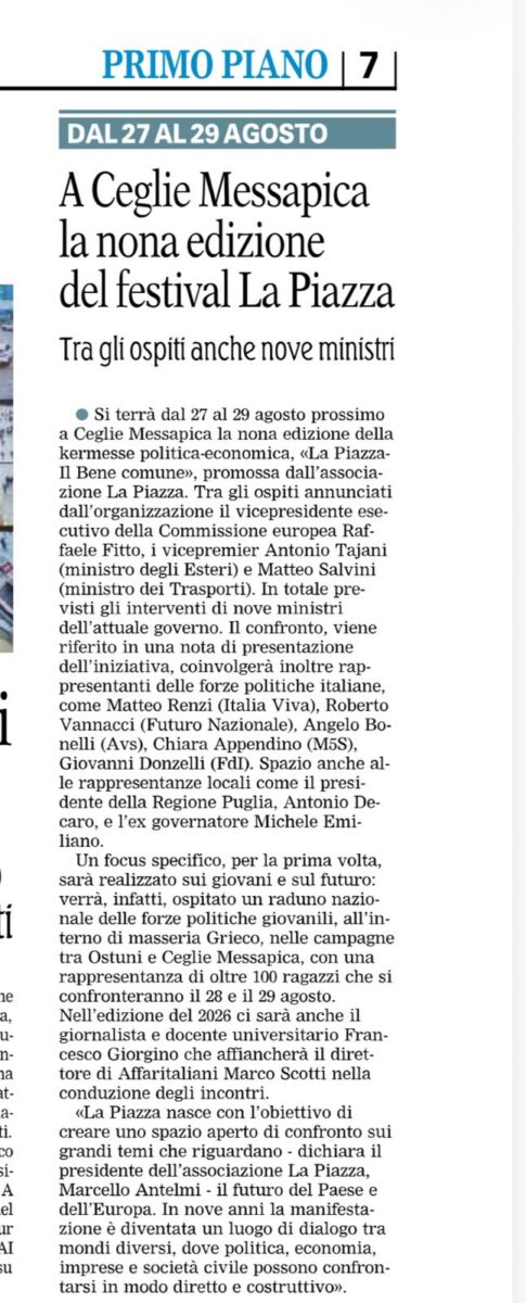 La Piazza fa notizia, dal Corriere al Messaggero: la kermesse di Affaritaliani sui principali quotidiani La Piazza fa notizia, dal Corriere al Messaggero: la kermesse di Affaritaliani sui principali quotidiani