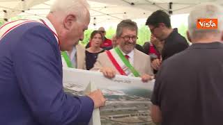 Giani alla posa della Prima pietra per il ponte sull’Arno tra Signa e Lastra