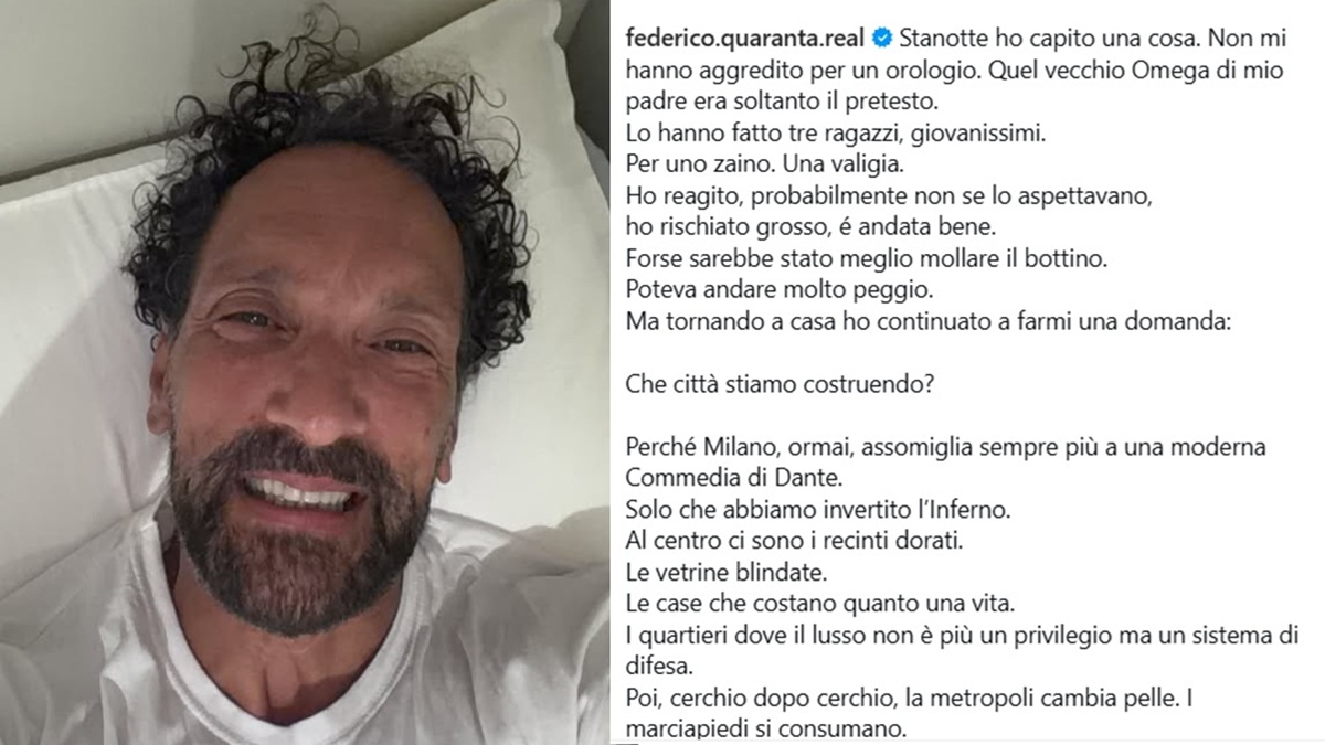 Il conduttore Federico Quaranta aggredito da tre giovanissimi che volevano rubargli l’orologio: “Ecco il nuovo inferno che è oggi Milano”