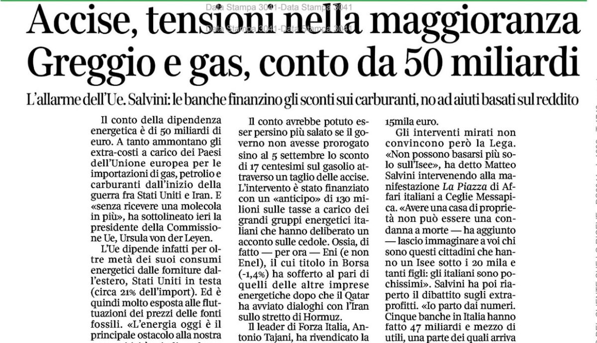 Galleria foto 'La Piazza 2026, tutti i giornali ne parlano. Dal Corriere a Repubblica fino a La Stampa. Salvini sceglie Affaritaliani per la “bomba” sugli extraprofitti' - foto 8