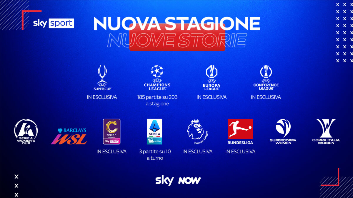 Sky Sport, al via la stagione 2026/27: oltre 2.000 partite e 4.000 ore live tra Serie A, coppe europee e calcio internazionale Sky Sport, al via la stagione 2026/27: oltre 2.000 partite e 4.000 ore live tra Serie A, coppe europee e calcio internazionale