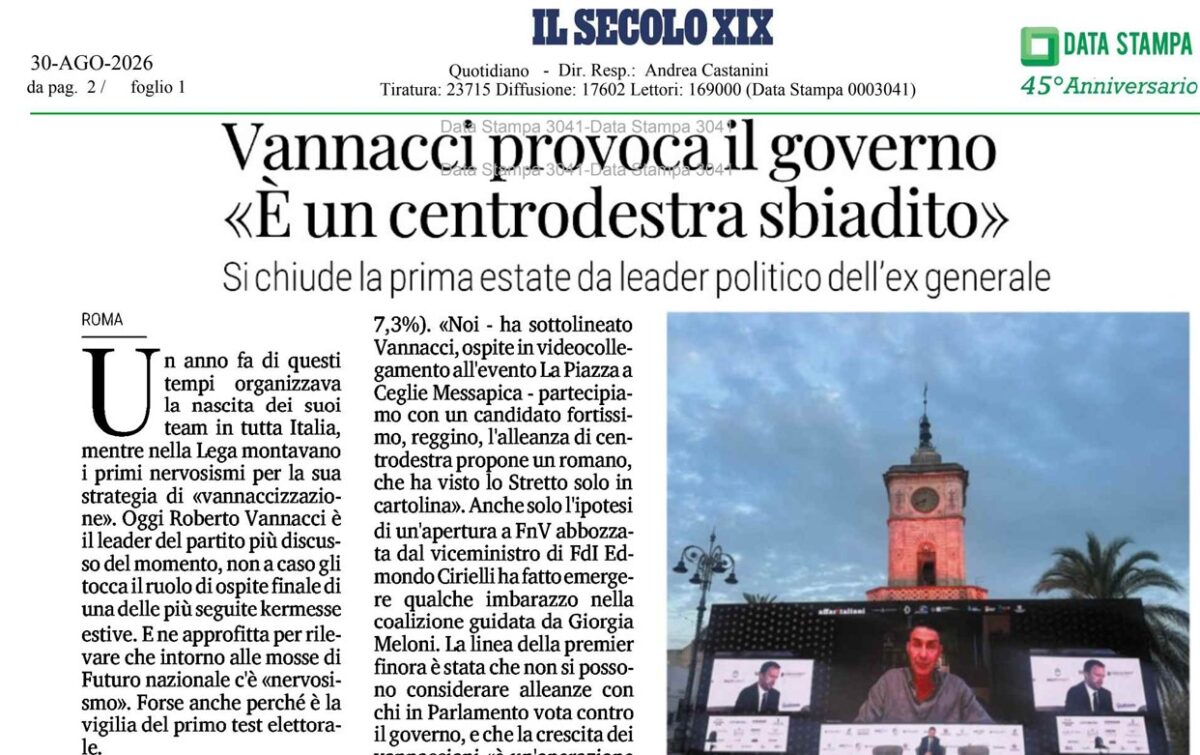 La Piazza 2026, Vannacci sceglie Affaritaliani per lanciare la sfida alla “destra sbiadita”. La notizia rimbalza su tutti i giornali La Piazza 2026, Vannacci sceglie Affaritaliani per lanciare la sfida alla “destra sbiadita”. La notizia rimbalza su tutti i giornali