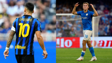 Lautaro Martinez e rasmus hojlund in campo in Serie A