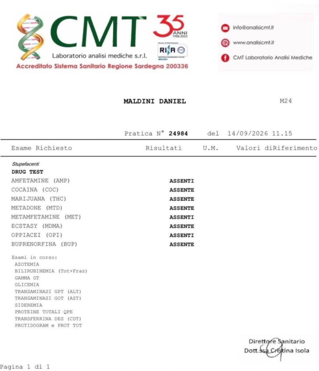 Maldini si difende con un post muto: pubblica i risultati delle analisi. Ecco il referto Maldini si difende con un post muto: pubblica i risultati delle analisi. Ecco il referto