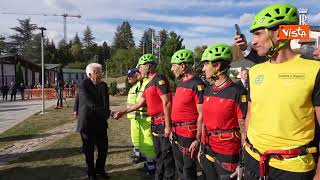 Mattarella depone una corona al parco comunale Padre Giovanni Minozzi ad Amatrice