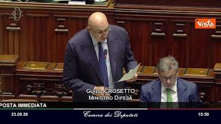Medio Oriente, Crosetto: Italia non sostiene nessuna guerra