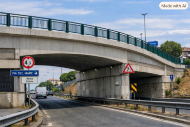 Acilia, tir urta il ponte appena restaurato: chiusura e traffico in tilt tra Roma e Ostia, autobus deviati
