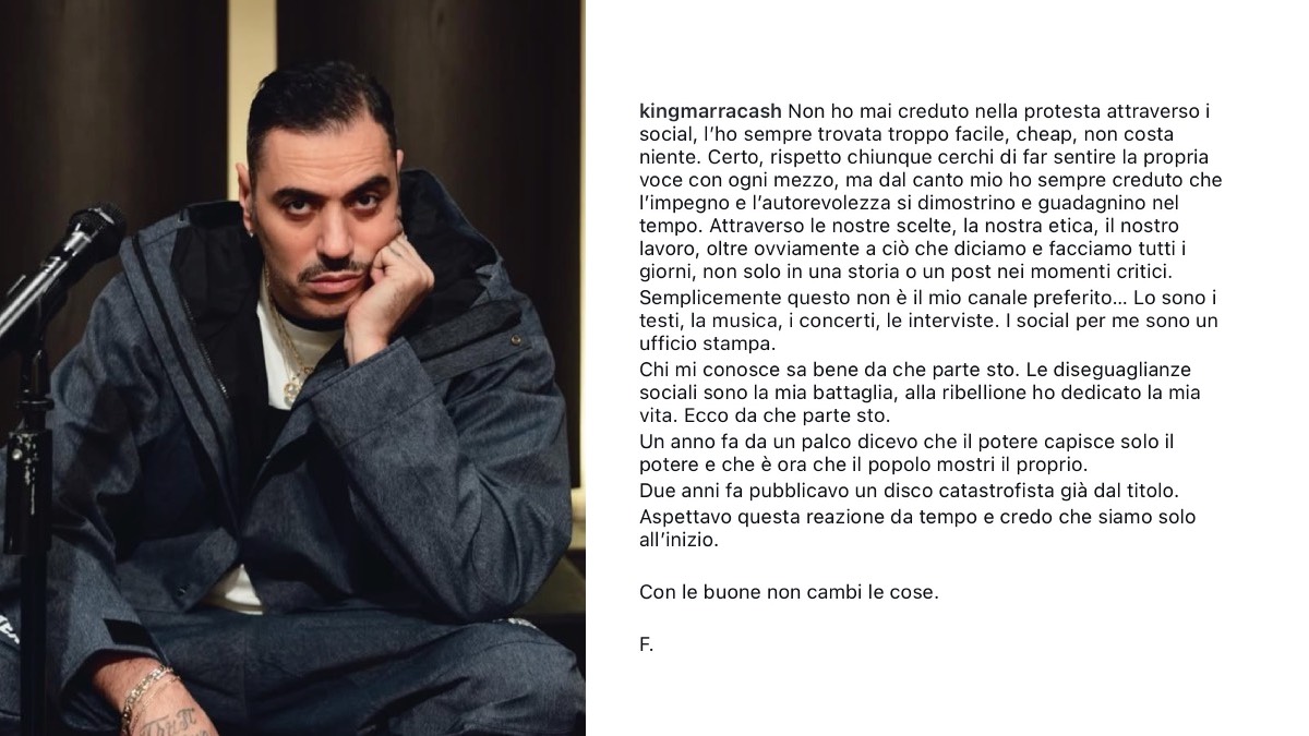 I rapper a fianco della rivolta della “Generazione Baby Gang” a Milano, Marracash: “Con le buone non ottieni niente” I rapper a fianco della rivolta della “Generazione Baby Gang” a Milano, Marracash: “Con le buone non ottieni niente”